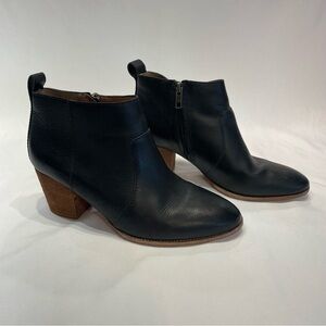 Madewell Black Leather Ankle Boots Booties Size 7.5 Lagenlook Everyday Capsule